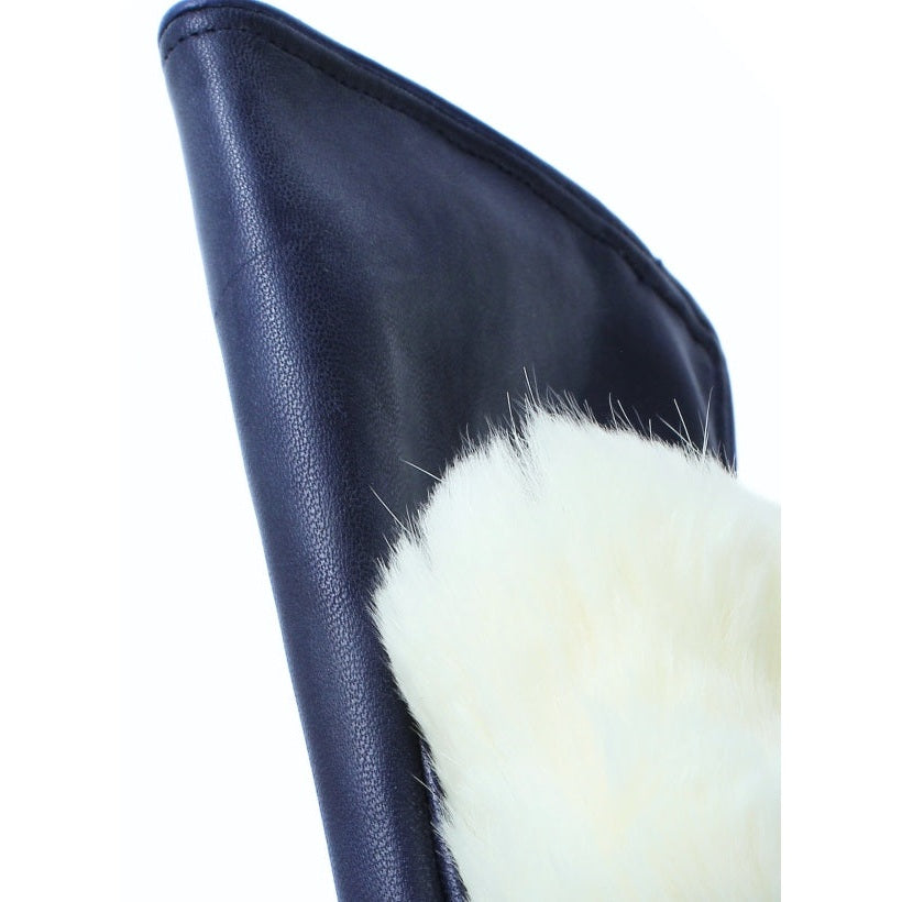 3PL Lapin Bleu Marine avec Fourrure Blanche