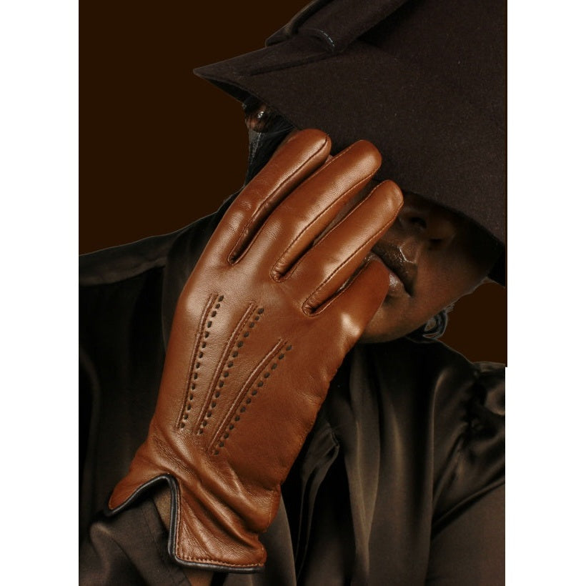 Audrey Doublé Cachemire – Cognac & Détails Marron Foncé