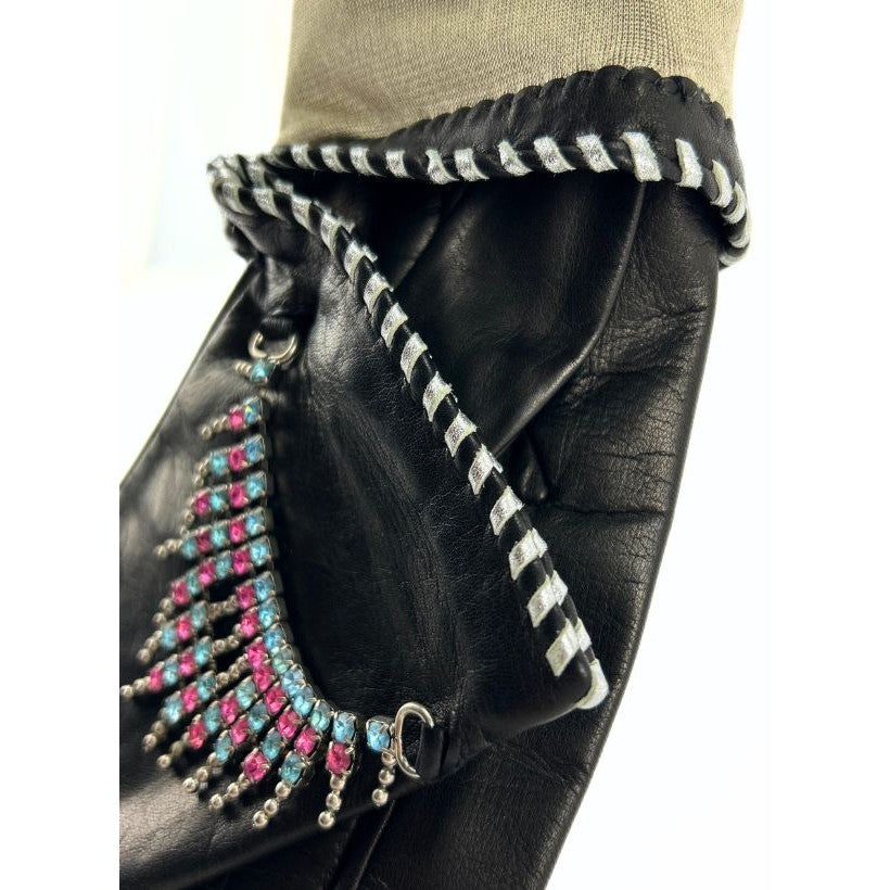 Bijou Anniversaire – Gants femme en cuir avec bijou, doublure soie, édition limitée 20 ans