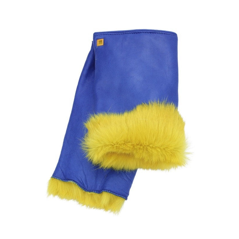 Posh Lapin – Bleu Roi & Fourrure Jaune