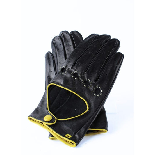 Michael – Gants de conduite en cuir Noir / Jaune