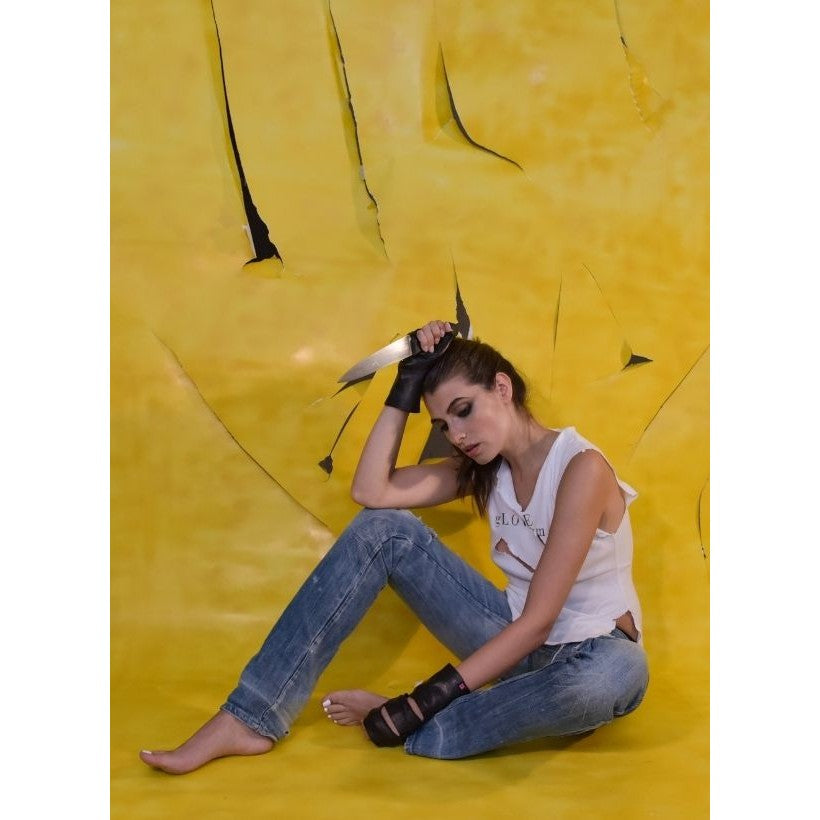 ⚫ POSH RIP Nude – Gants Sans Doigts en Cuir Noir