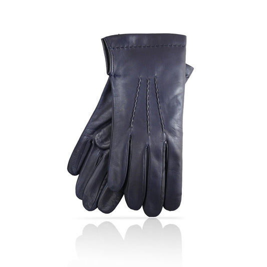 Gants en cuir homme 3C – Bleu marine – Doublés cachemire