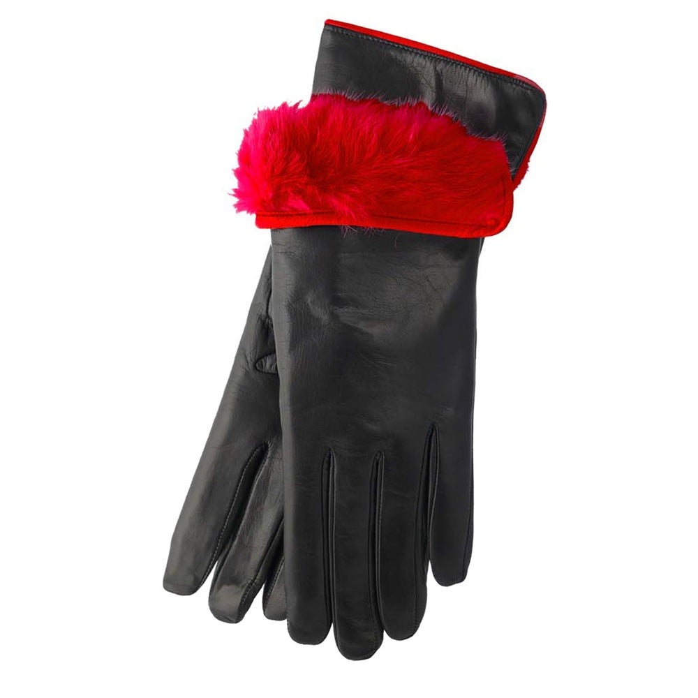 3PL Lapin Noir avec Fourrure Rouge Gucci