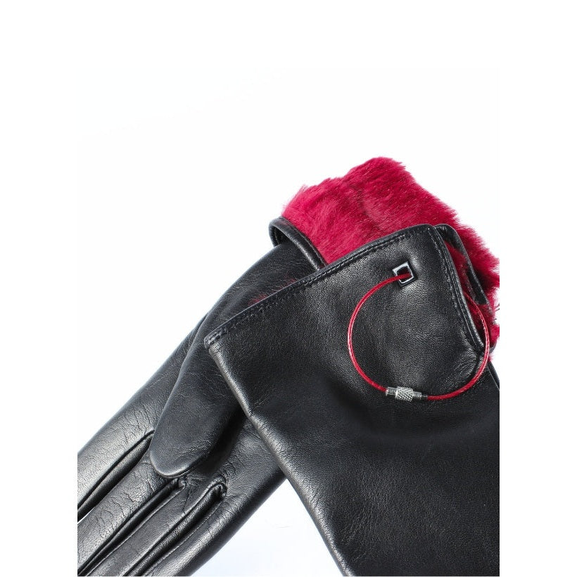 3PL Lapin Noir avec Fourrure Rouge Gucci