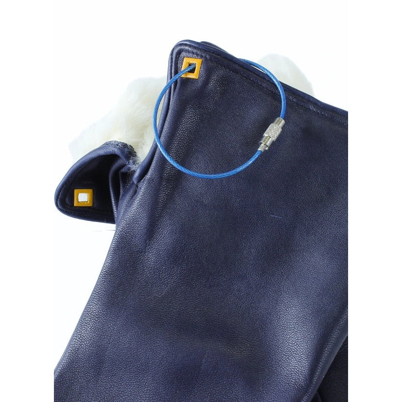 3PL Lapin Bleu Marine avec Fourrure Blanche