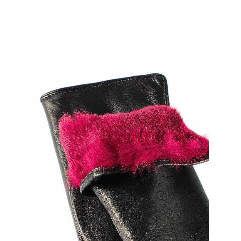 3PL Lapin Noir avec Fourrure Rouge Gucci