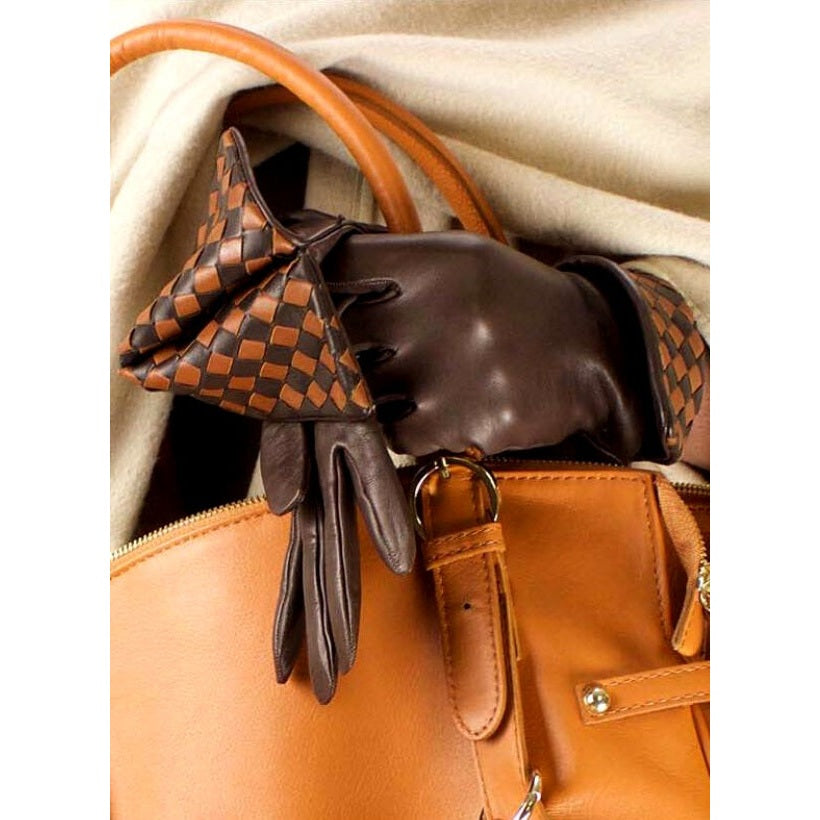 Intreccio 4” – Gants longs femme – Cuir doublé soie