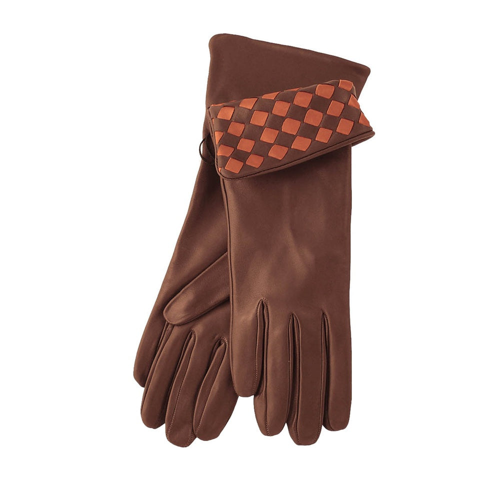 Intreccio 4” – Gants longs femme – Cuir doublé soie