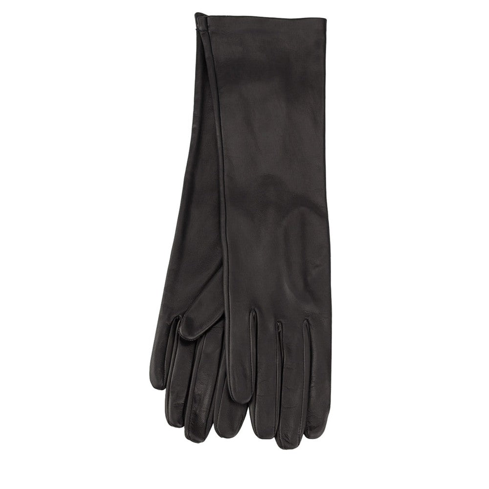 Gants Élégance 6” – Cuir noir & cachemire