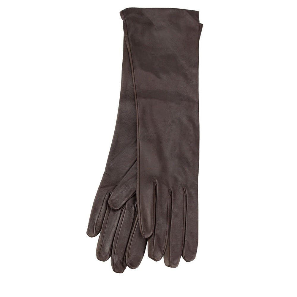 Gants longs femme 6” –  Tabac ou Marron Foncé – Doublés soie