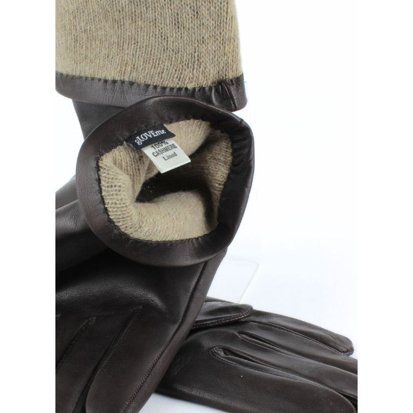 Gants longs femme 6” – Cuir Marron foncé Doublé cachemire