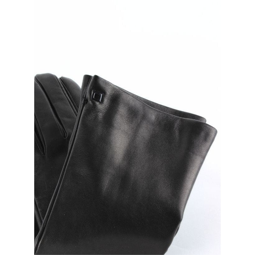 Gants Élégance 6” – Cuir noir & cachemire