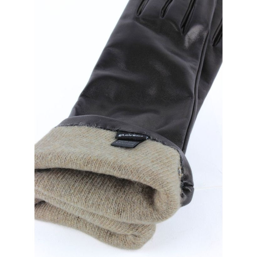 Gants Élégance 6” – Cuir noir & cachemire