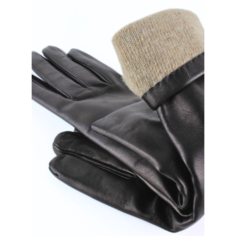Gants Élégance 6” – Cuir noir & cachemire