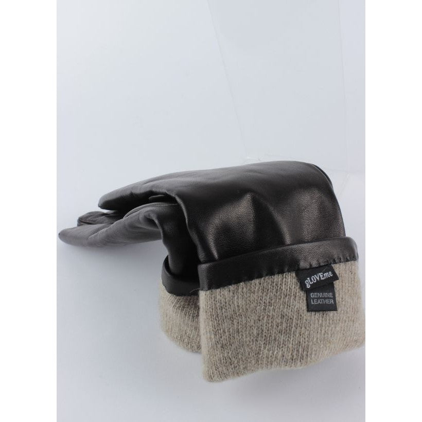 Gants Élégance 6” – Cuir noir & cachemire