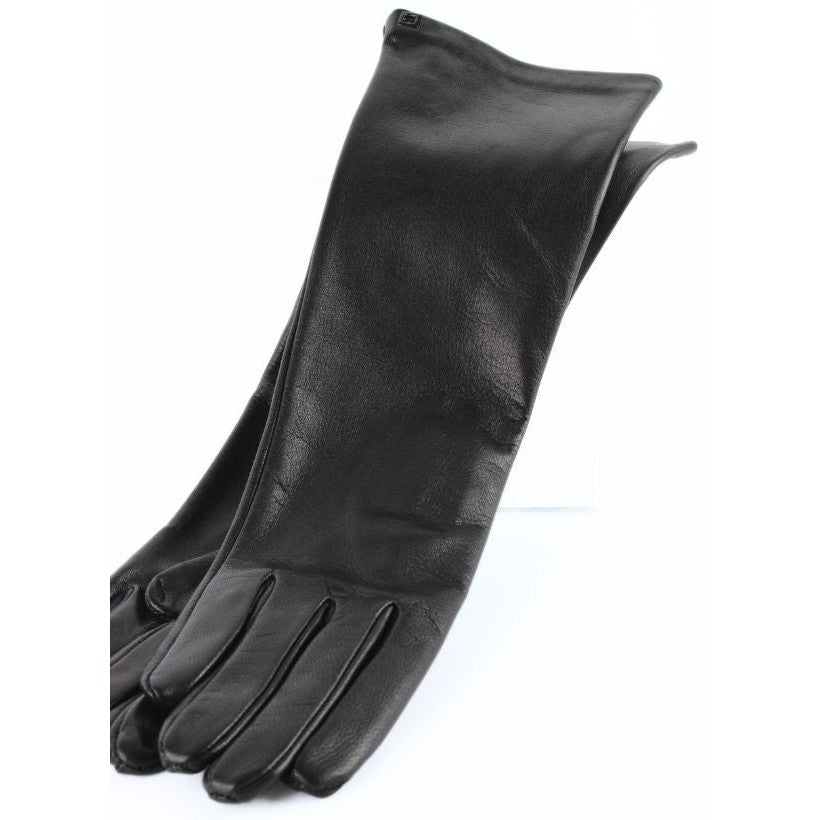 Noir Soie 6” – Gants longs femme doublés soie
