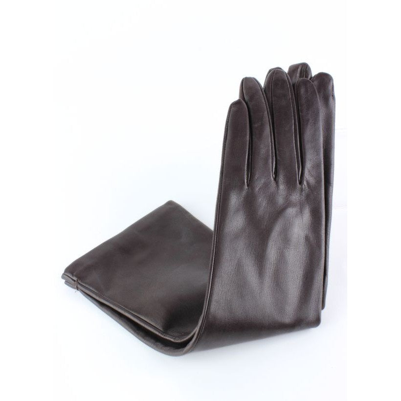 Gants longs femme 6” –  Tabac ou Marron Foncé – Doublés soie