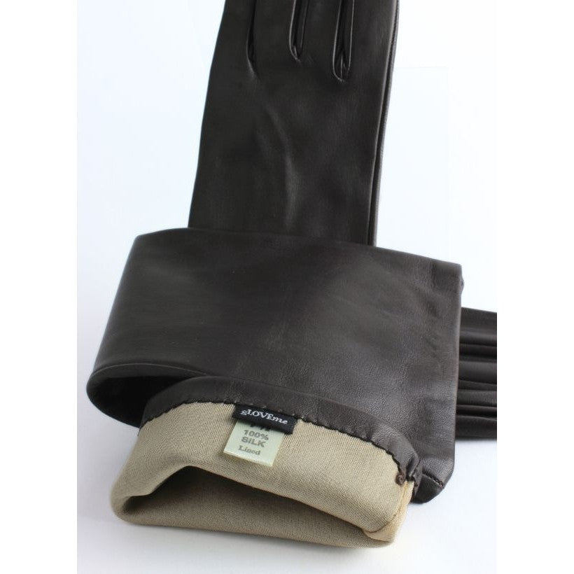 Gants longs femme 6” –  Tabac ou Marron Foncé – Doublés soie