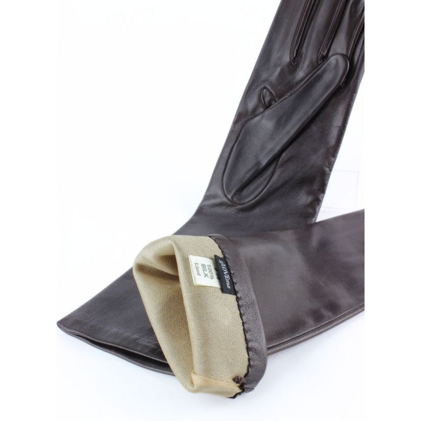 Gants longs femme 6” –  Tabac ou Marron Foncé – Doublés soie