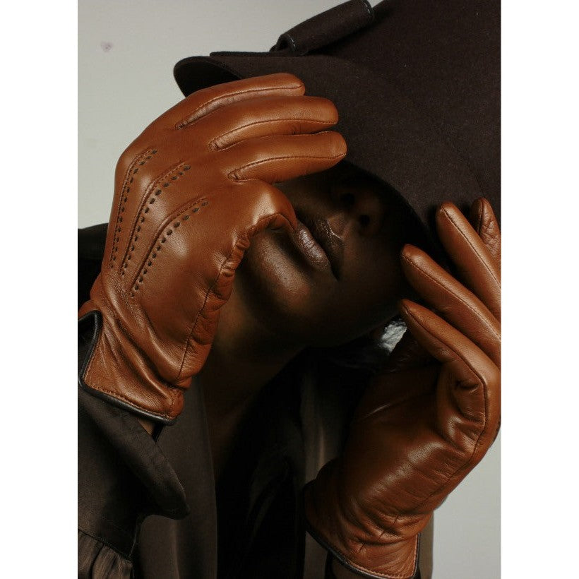 Audrey Doublé Cachemire – Cognac & Détails Marron Foncé