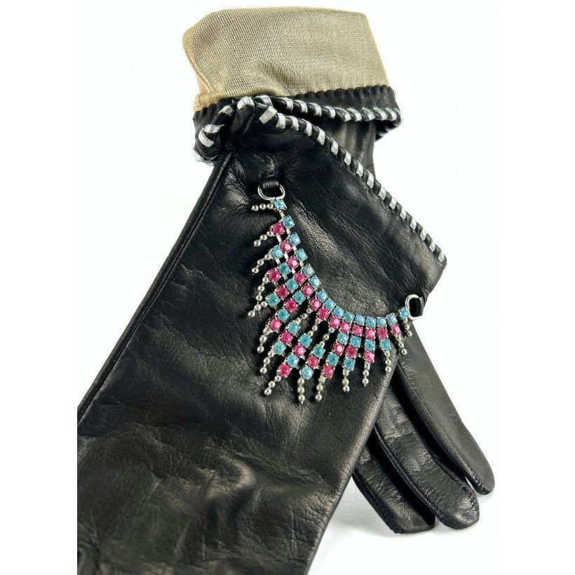Bijou Anniversaire – Gants femme en cuir avec bijou, doublure soie, édition limitée 20 ans