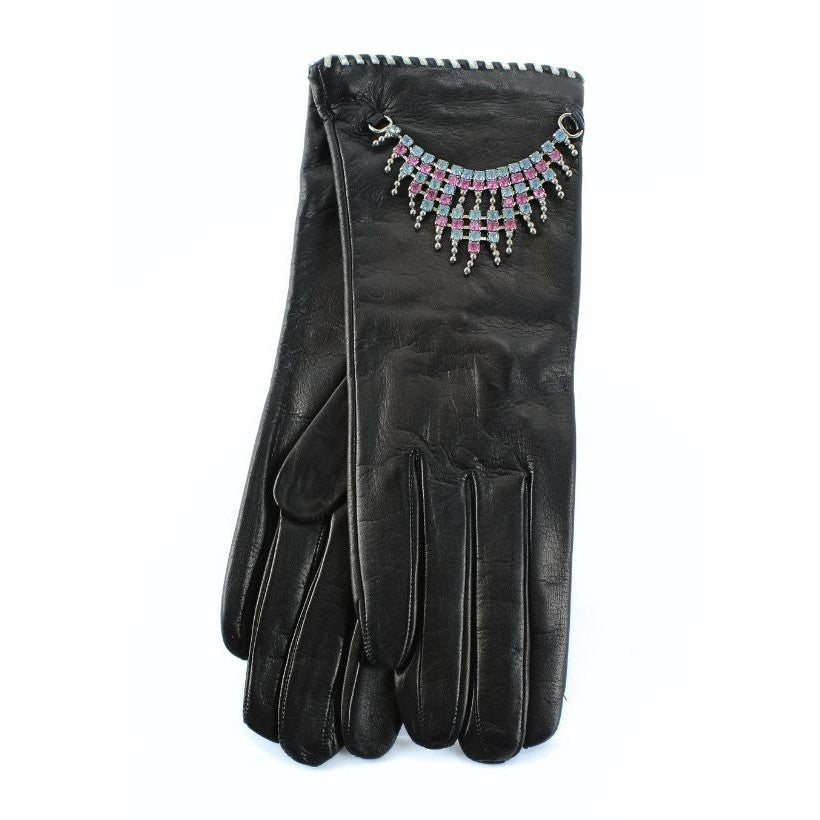 Bijou Anniversaire – Gants femme en cuir avec bijou, doublure soie, édition limitée 20 ans