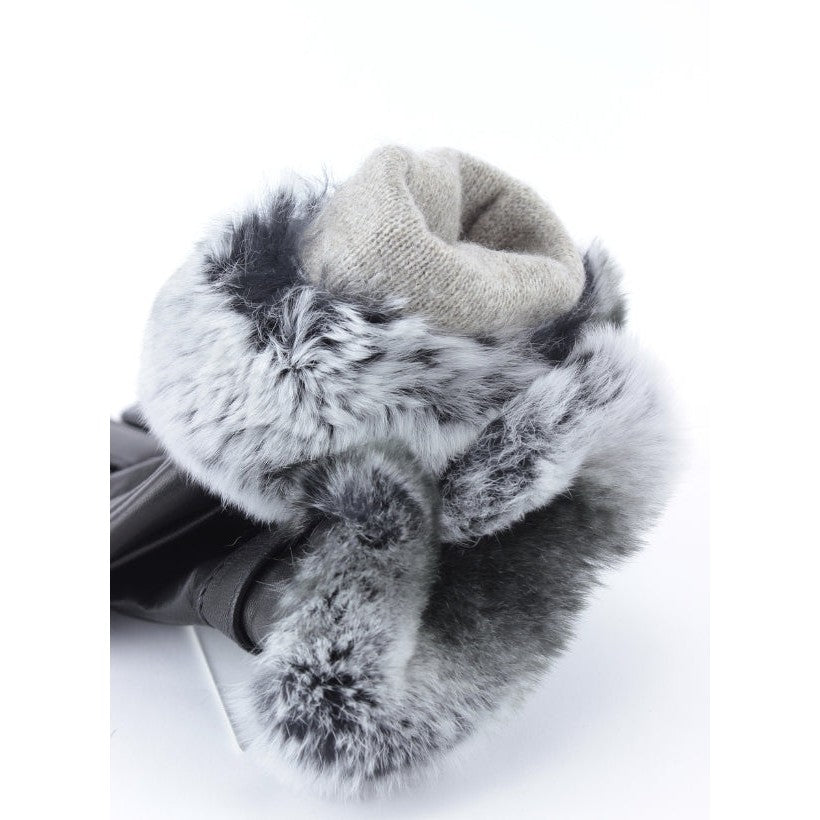 Dhalia Rex – Gants en cuir de luxe pour femme avec doublure cachemire et finition en fourrure Rex