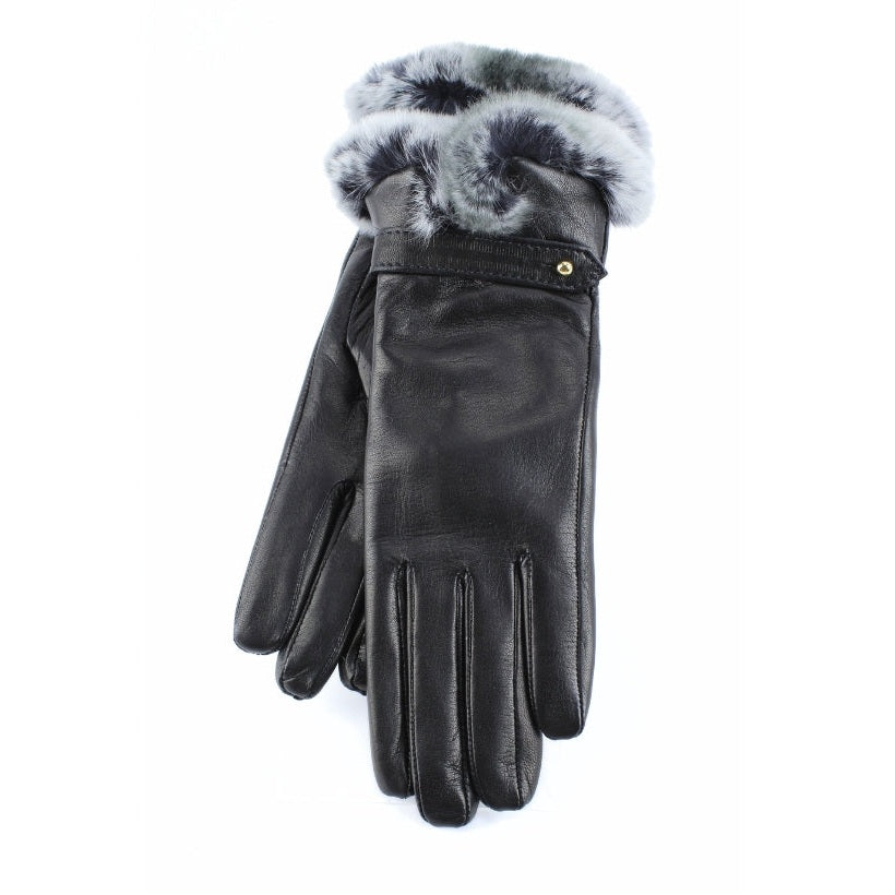 Dhalia Rex – Gants en cuir de luxe pour femme avec doublure cachemire et finition en fourrure Rex