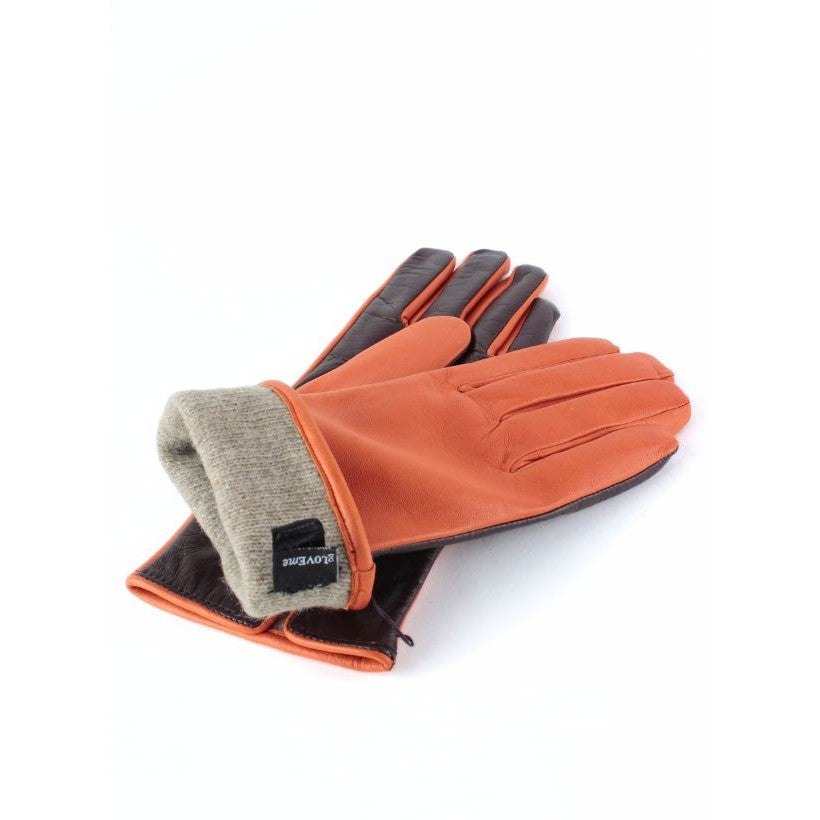 I-Glove Lady Doublé Cachemire – Orange & Marron Foncé