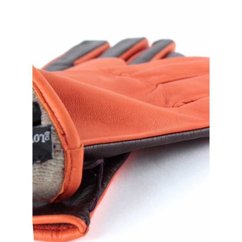 I-Glove Lady Doublé Cachemire – Orange & Marron Foncé