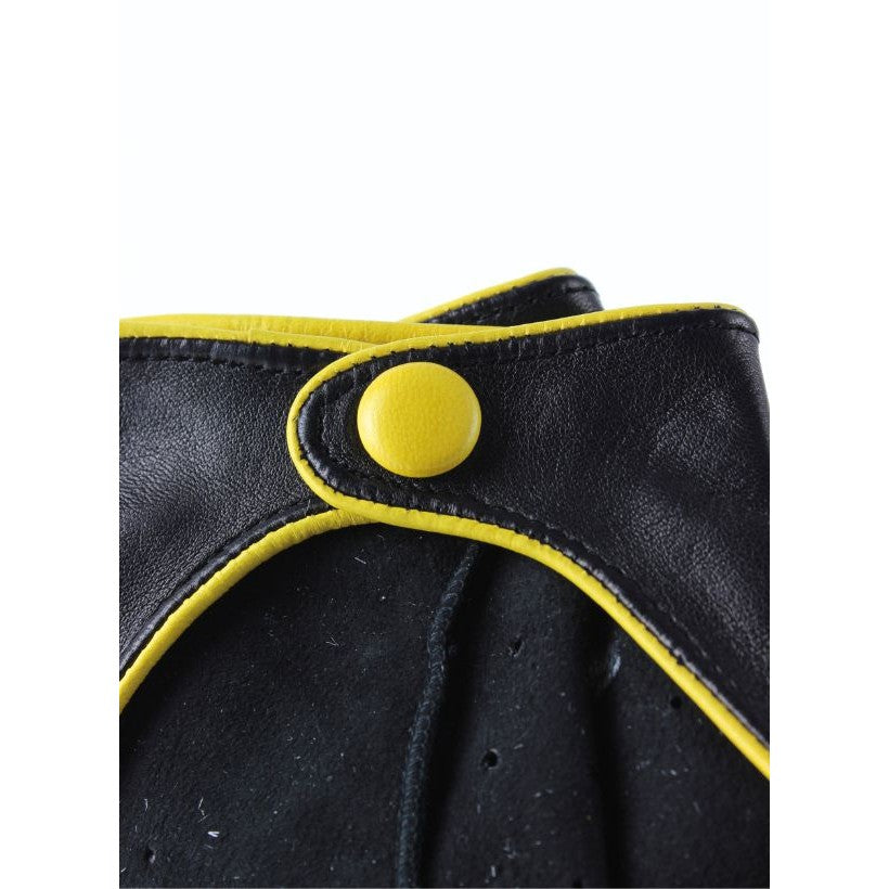 Michael – Gants de conduite en cuir Noir / Jaune