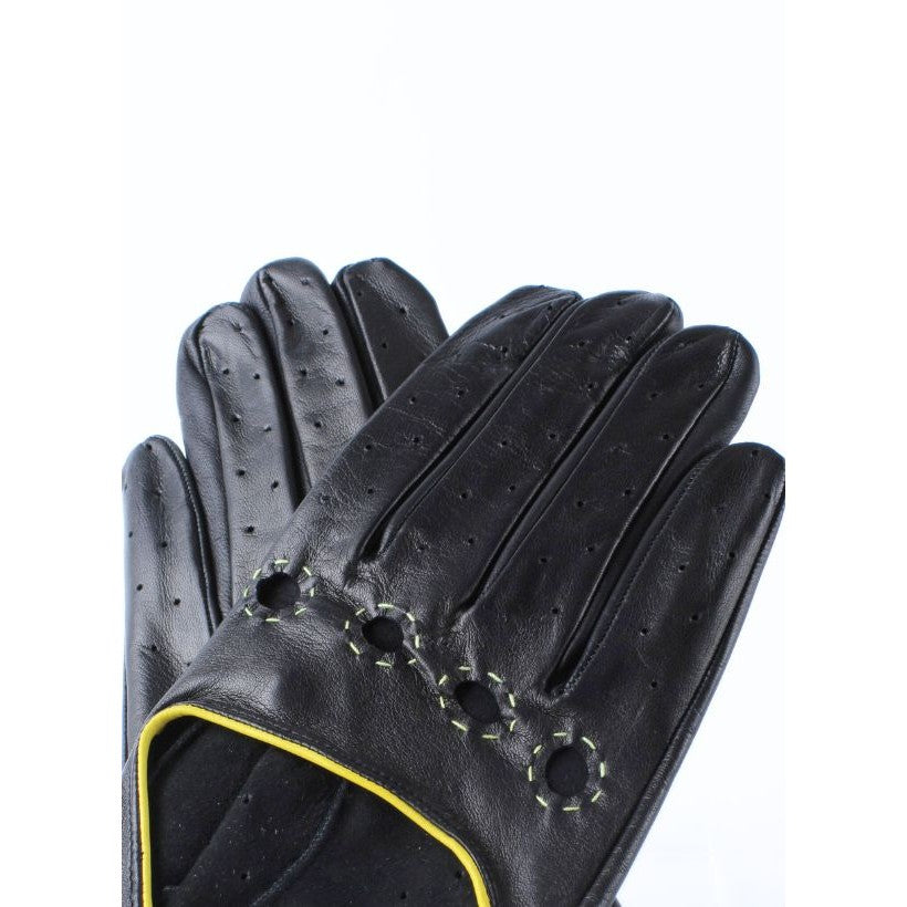 Michael – Gants de conduite en cuir Noir / Jaune