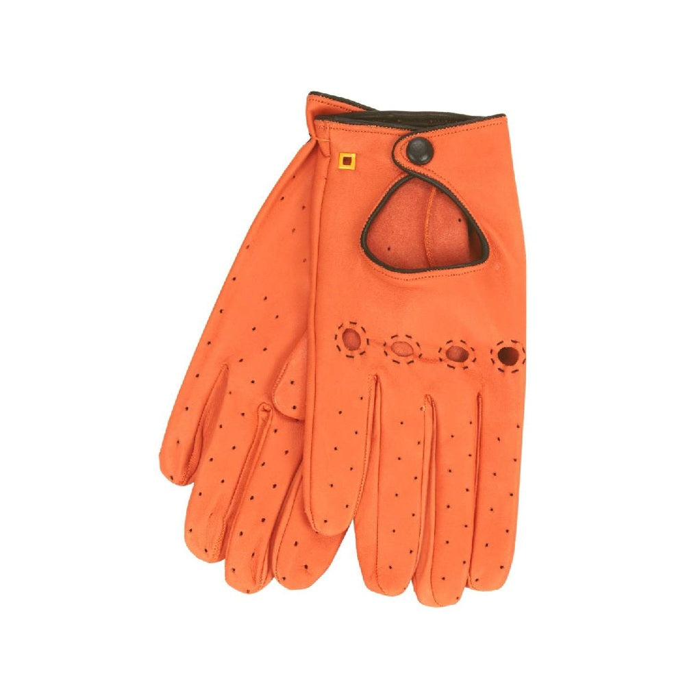 Michael – Gants de conduite en cuir Orange/Noir