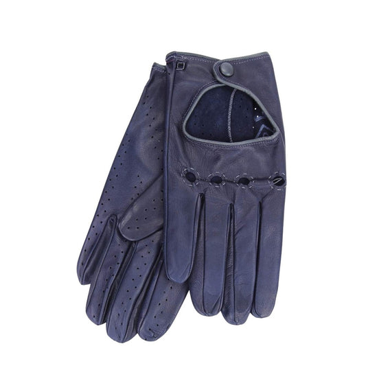 Michael gants de conduite en cuir Bleu marine/Gris