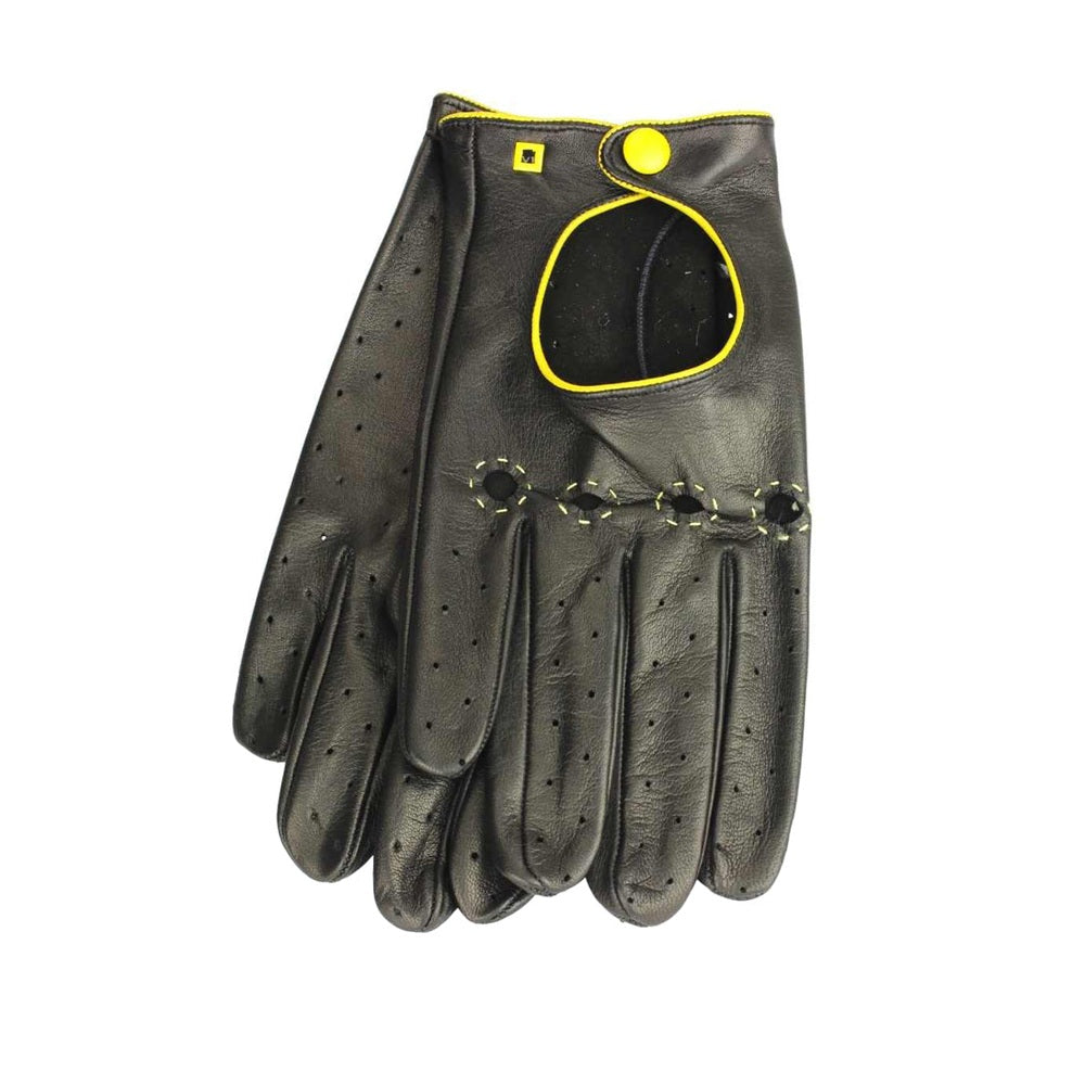 Michael – Gants de conduite en cuir Noir / Jaune