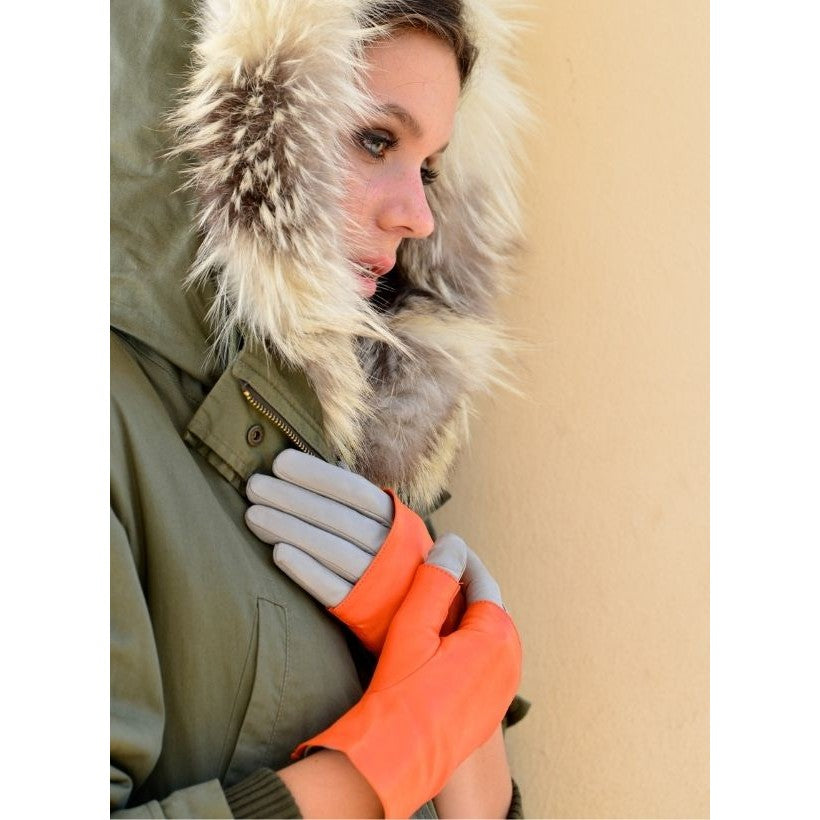 🧡 POSH Orange – Gants Sans Doigts en Cuir