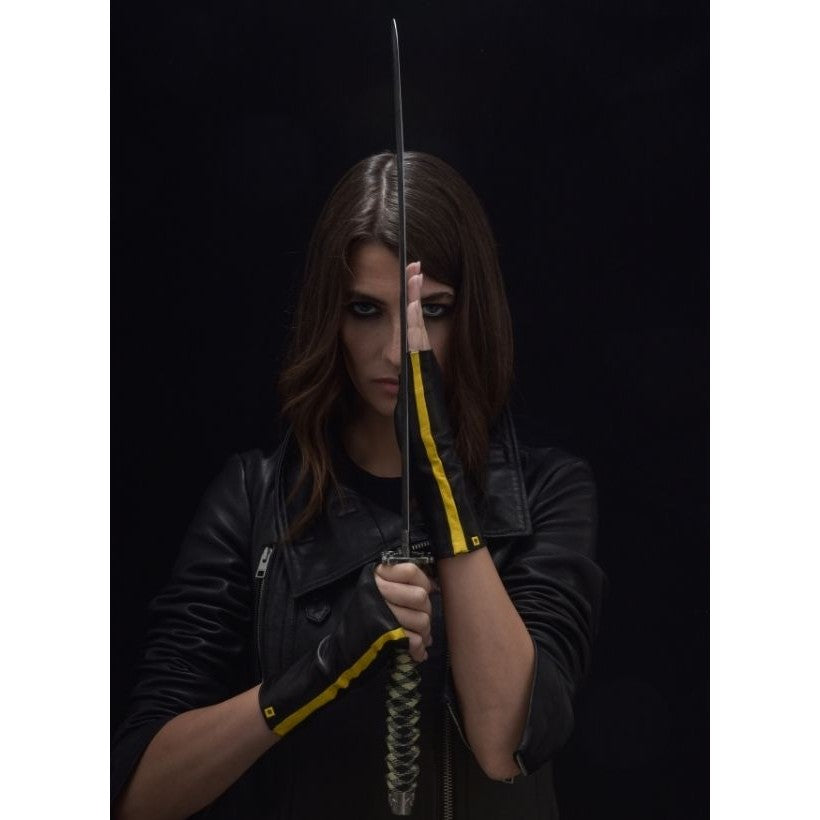 ⚡ POSH STRIPE – Gants Sans Doigts en Cuir à Bande Contrastée