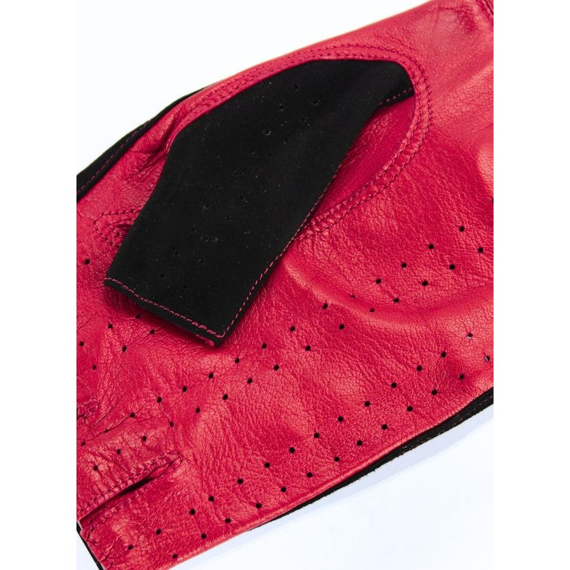 Lewis Fingerless – Mitaines homme cuir – Rouge Ferrari & Noir