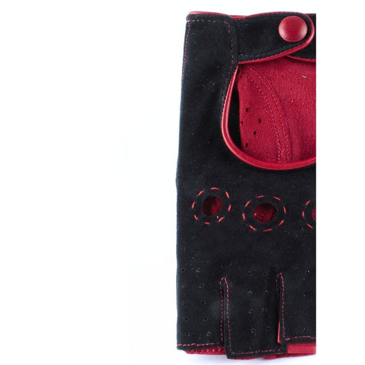 Lewis Fingerless – Mitaines homme cuir – Rouge Ferrari & Noir