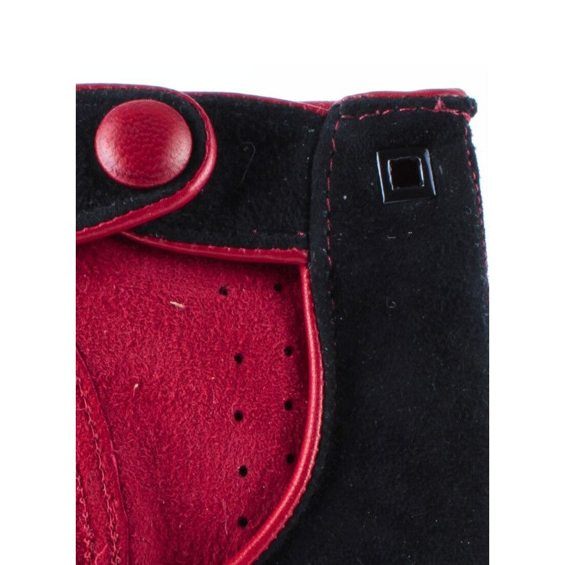 Lewis Fingerless – Mitaines homme cuir – Rouge Ferrari & Noir
