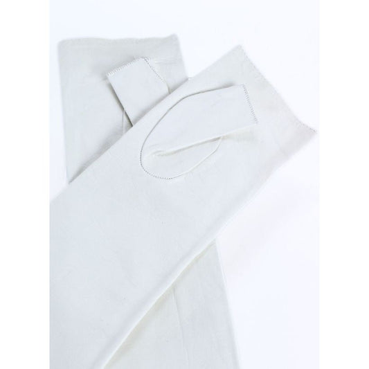 ⚪ POSH 6 – Gants Sans Doigts Extra-Longs en Cuir Blanc