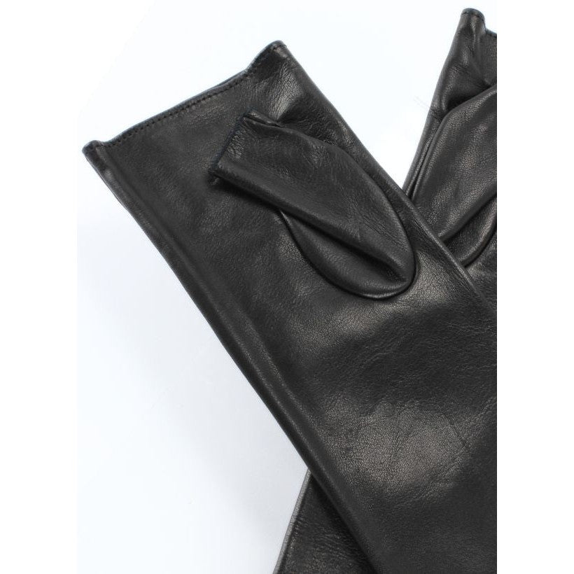⚫ POSH 6 – Gants Sans Doigts Extra-Longs en Cuir Noir